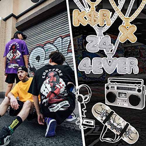 Juwelen IJs uit Bubble Letter Hanger, Bling Gold Initial Ketting met tennis ketting, Custom Hip Hop sieraden voor mannen vrouwen 5