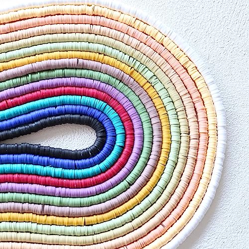 Heishi kralen 4900Pcs Polymer klei kralen 6mm kleurrijke platte kralen klei kralen ambacht Kit sieraden productiesets voor DIY Kettingen Charm Armbanden Cadeau (E)