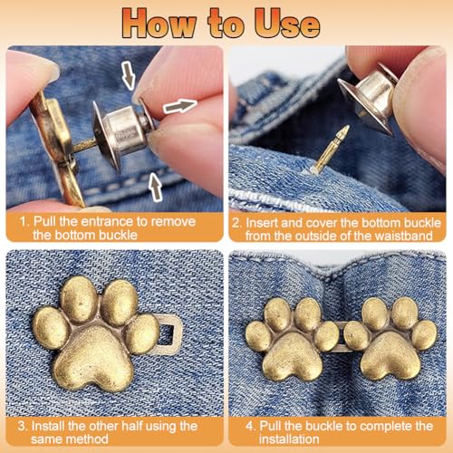 8 paar broek clips, geen naaien nodig knoop jeans clip-on ster taille klauw vorm afneembare jeans aanpassing voor losse jeans broek rokken 3