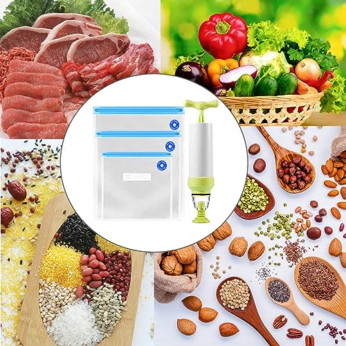 Forlush 10 stuks Vacuümzakken voor fruit, Herbruikbare Vacuüm voedsel opslag zakken, met handpomp, voor het opslaan van voedsel 5