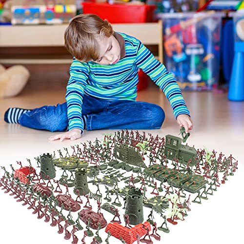290 stuks leger mannen leger soldaat plastic speelgoed, militaire actie figuren spelen set met mini tank voertuigen Panzer anti-lucht vliegtuigen, helikopter soldaat cijfers en accessoires voor kinderen 4