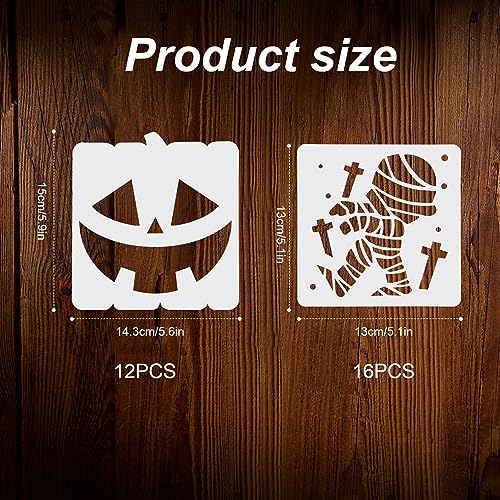 28 Stukken Halloween Stencils, Stencils om pompoen vleermuis Spider Ghost elementen Stencils te schilderen op muren voor scrapbooking DIY Craft Wood Wall Decor