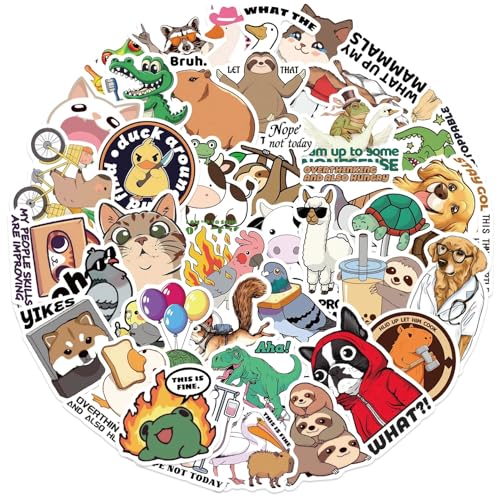 Grappige dierenstickers voor jongeren en volwassenen, 50 stuks, interessante dieren, waterdichte vinyl stickerset, auto, motorfiets, fiets, skateboard, snowboard, bagage, laptop, koffer, helm
