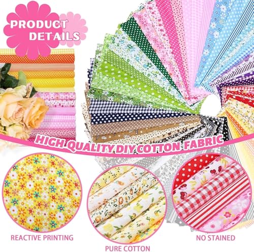70 stuks 25x25cm Katoenen Stof Vierkanten, Bloemen Gedrukt Patchwork Quilting Stof voor DIY ambachten, Zachte Pre-Cut Naaidoek voor tassen, Kussens, Poppenkleding (25 x 25cm)