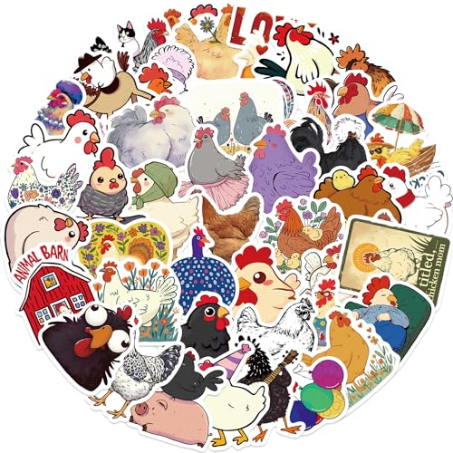 Kippen Sticker Set Stickers voor tieners Volwassenen 50 stuks Leuke dieren Waterdichte Vinyl Stickers Automotor Fiets Skateboard Snowboard Bagage Laptop Kofferhelm