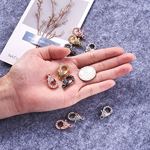 10 st. Grote Legering Rhinestone Lobster Claw Clasps 21x12.5x7mm Gemengde Kleur Metal Lobster Claw Clasps voor Kettingen Armband DIY Sieraden maken van accessoires, Willekeurige gemengde kleur 5