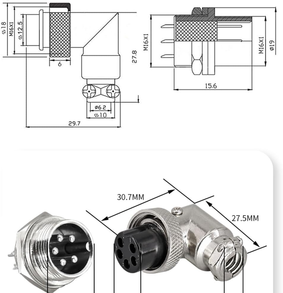 GX16 3Pin Straight Hoek luchtvaartconnector, 16mm 90 Degree Solder Man Vrouwelijke Panel Mount Aviation Plug Cable Connector (GX16 3Pin) 3