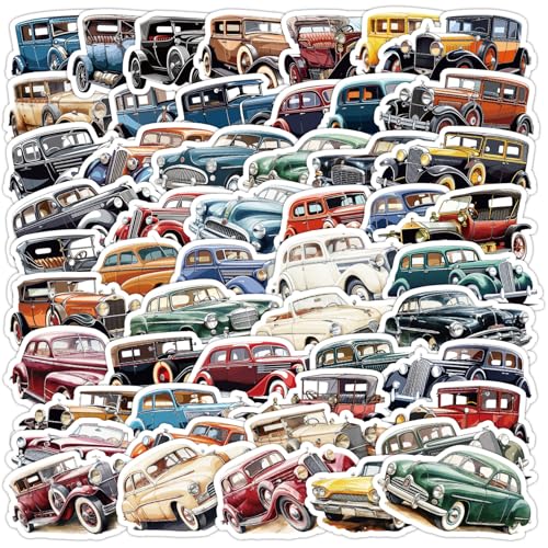 Vintage Car Sticker Set Stickers Jeugd Volwassenen 50 stuks Vintage Vintage Car Waterproof Vinylstickers Automotor Bike Skateboard Snowboard Bagage Laptop Koffer Helm Motorfiets Computer