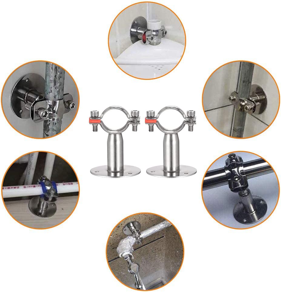 Zee 2 st. Wall Mount Ceiling Mount Pipe Bracket, (Φ25-27mm) Verstelbare Roestvrij stalen Bracket Clip, ideaal voor buis, buis of poolfixing 5