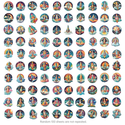 Cartoon Rocket Sticker Set Stickers Jeugd Volwassenen 100 stuks Astronauten en Raketten Waterdichte Vinyl Stickers Automotor Bike Skateboard Snowboard Bagage Laptop Koffer Helm Motorfiets