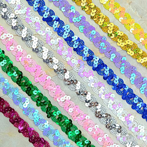 12 m, 18 mm, glitter pailletten, kant lint, pailletten, gevlochten decoratieve band, lint, linten, trim, boordband voor DIY naaien, kostuums, handwerk decoratie, marine blauw