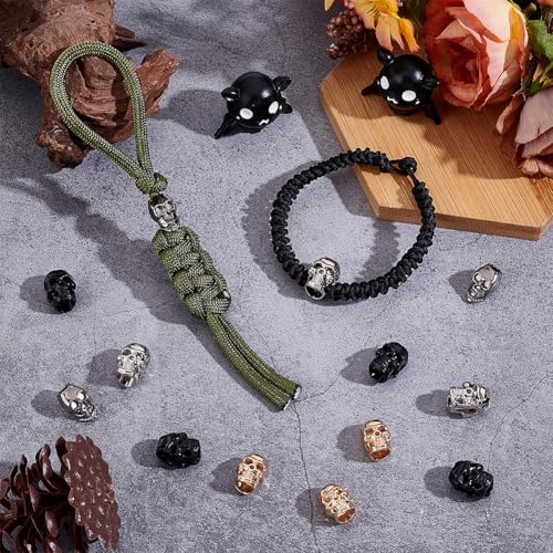 40 st 4 Styles Legering Skull Kralen, Gotische Skeleton kralen met metalen End Caps Halloween Rock Grunge Accessoires voor DIY sieraden maken armband, ketting Craft 4