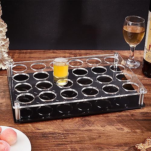 24 Shot Glazen Ladehouder, Bar Acryl Shot Glazen Houders Wijnglas Beker Serveer Tray Cups Organisator Shot Glazen Display Bar Accessoires voor Party, Bar, Club, Gat: 3.8cm 4