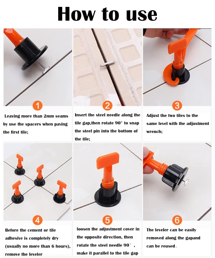 20 stuks Herbruikbare tegelniveaus, tegelinstallatie gereedschap voor de bouw van vloeren, met 2 stuks speciale toetsen en 20 stuks stalen naald 4