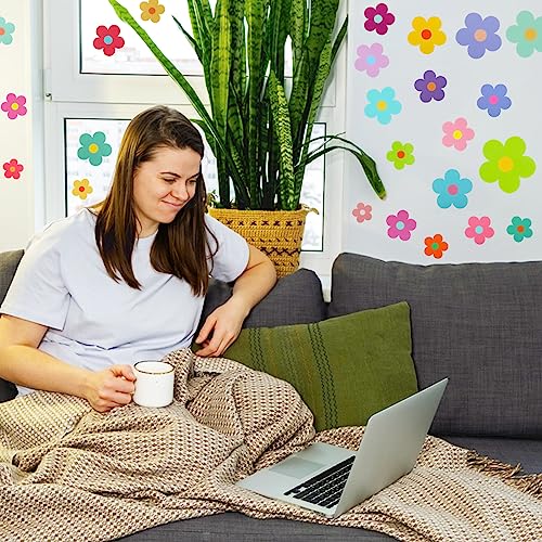 63 Stuks Bloem Kleurrijke Wand Tattoo Bloemen Muur Stickers Kinderkamer Meisjes DIY DIY Boho Stickers Wall Foto voor Baby kamer Slaapkamer Decoratie 4