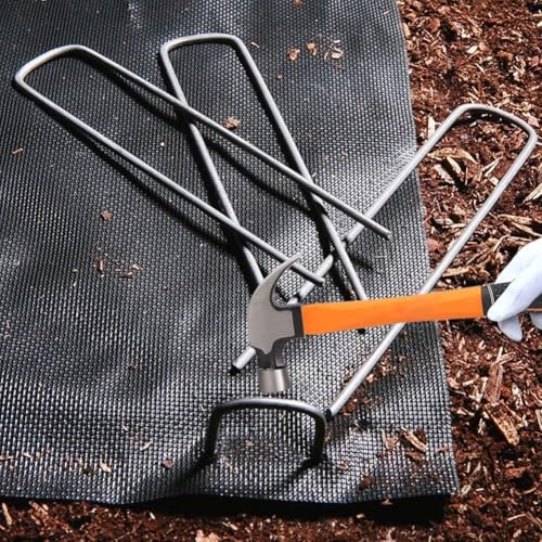 100 stuks U Gevormde tuinpolen, gegalvaniseerd staal landschap Pegs voor onkruid barrière sod stof decoraties, sterk en herbruikbaar met thermische gegalvaniseerd (ruwheid 2.5 4