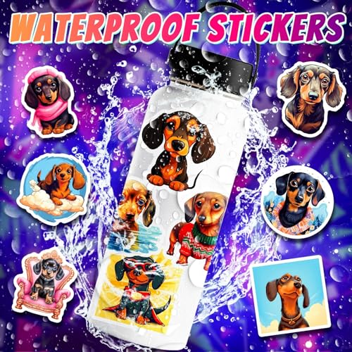 Leuke Dachshund Honden Stickers voor tieners Volwassenen 50 stuks Dachshund Vinyl Sticker Set Auto Motorfiets Fiets Skateboard Snowboard Bagage Laptop Koffer Helm Motorfiets Computer 4