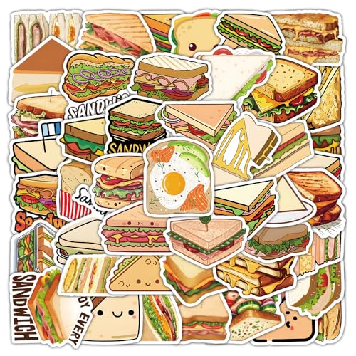 Sandwiches stickers voor tieners en volwassenen, 50 stuks, sandwich vinyl sticker set, auto, motorfiets, fiets, skateboard, snowboard, bagage, laptop, koffer, helm, motorfiets, computer