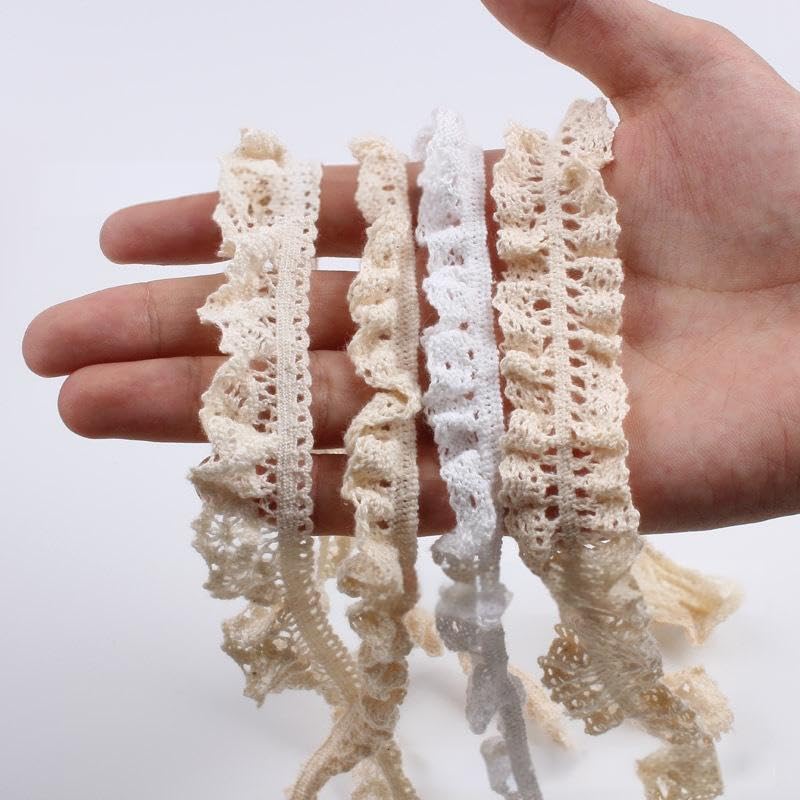 Vintage Lace Ribbon Cotton Lace Ribbon Decor Band Decoratieve Band Kant Stof Kant Band voor Naaiwerk Bruiloft Decoratie Scrapbooking Gift Box Wit 10 m 5