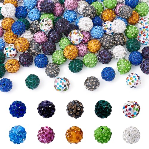 10 Kleuren Clay Rhinestone kralen voor Crafting Crystal Pave Disco Ball Kralen Ronde Diamant Kleurrijke kralen voor doe-het-zelf sieraden maken van pennen ketting armband sleutelhanger accessoire 100S