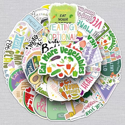 Voeding Gezondheid Stickers voor tieners en volwassenen, 50 stuks, Dieetgezondheid Vinyl Sticker Set, Auto, Motorfiets, Fiets, Skateboard, Snowboard, Bagage, Laptop, Koffer, Helm, Motorfiets