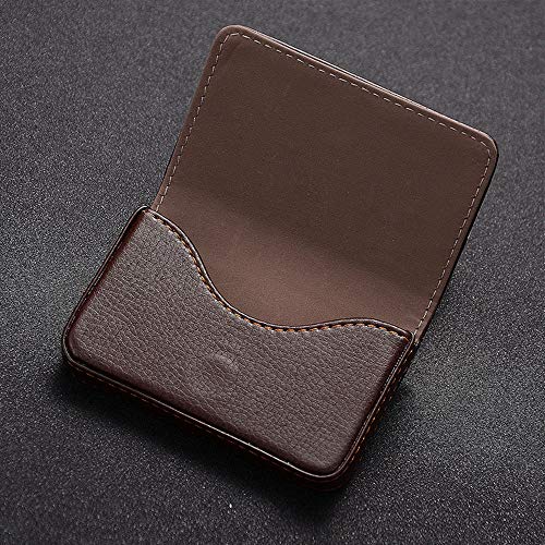 Business Card Holder, 1 stuks Business Card Case PU leren naam kaarthouder portemonnee geval geschenk voor vriendje mannen/vrouwen, Apricot, 102mmx65mmx18mm, Elegant 3