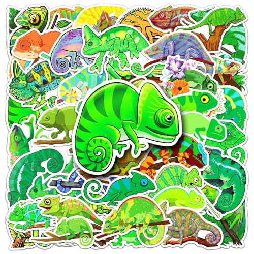 Chameleon Stickers voor tieners en volwassenen, 50 stuks, Chameleon, Waterdichte Vinyl Sticker Set, Auto, Motorfiets, Fiets, Skateboard, Snowboard, Bagage, Laptop, Koffer, Helm, Motorfiets