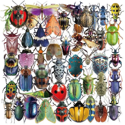 Insect Stickers voor tieners en volwassenen, 50 stuks, Insect Stickers voor tieners en volwassenen, Insecten, PET Vinylset, Auto, Motorfiets, Fiets, Skateboard, Snowboard, Bagage, Laptop, Koffer 4