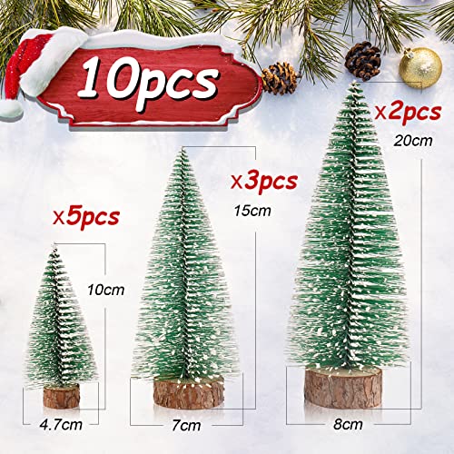 Pak van 10 kunstmatige Mini kerstboom met sneeuw, 18 stuks, natuurlijke dennenappels, miniatuur kerstversiering, decoratie voor feest, tafel, Garland, geschenk, Home, Tuin