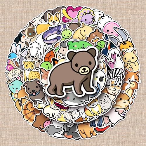 Cartoon Animal Sticker Set Stickers Kids Tieners 100 stuks Dieren Waterdichte Vinyl Stickers Laptop Skateboard Koffer Helm Autofiets mobiele telefoon Motorrijwiel Bike Scrapbook Cadeaudagboek