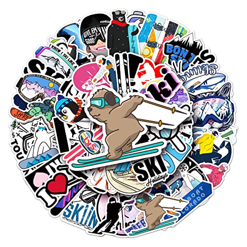 Skiën Stickers Set Stickers Kinderen Tieners 50 st Waterdicht Vinyl Decals Laptop Skateboard Kofferhelm Autofiets mobiele telefoon Motorrijwiel Scrapbook Dagboekmokken