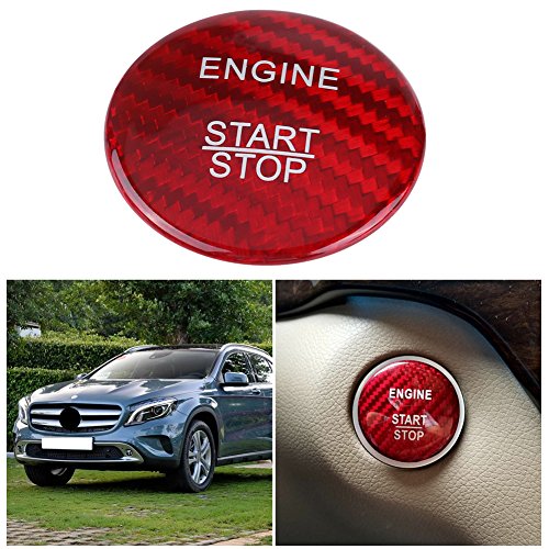 Auto Motor Startknop Beschermer, Carbon Fiber Engine Startknop Stickers Trim Interieur Decoratio voor Ben_z ABC GLC GLA CLA ML GL Klasse W176 W246 W205 X253 X156 C117 (Rood) 5