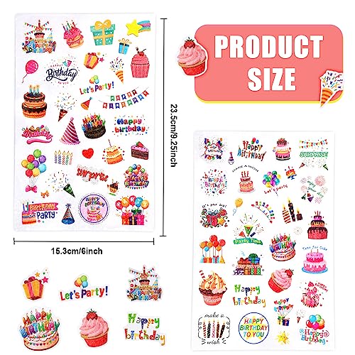 6 blad gelukkige verjaardag Stickers, verschillende stijlen Zelfklevende leuke Stickers Gelukkige verjaardag feest decoraties Stickers voor kinderen