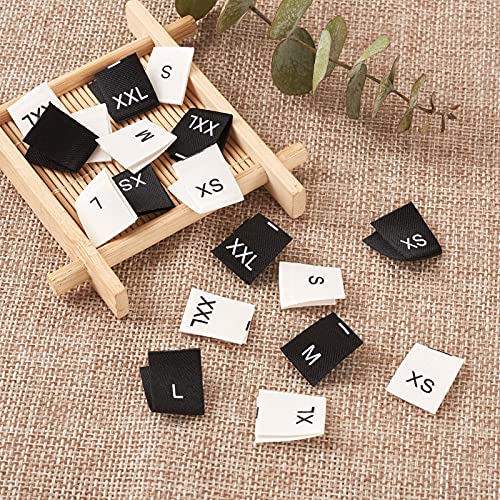 480st Naaimaten Label geweven Polyester Naaikleding Maat Tags Mode Geborduurde Lint Tags voor Naaien op Kleding T-Shirt Coat, 6 Maat XS/S/M/L/XL/XXL 4