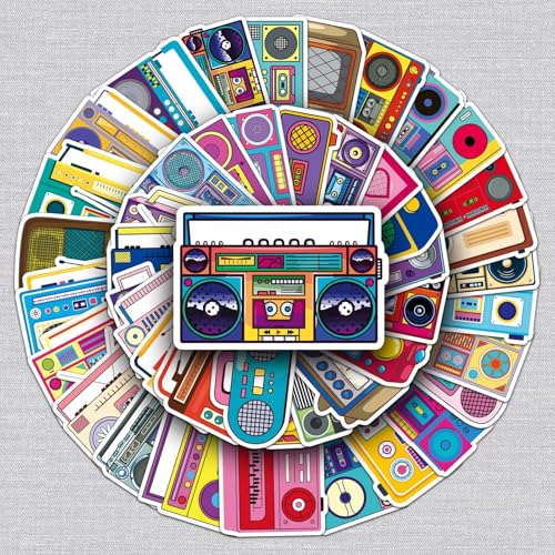 Radio Stickers voor tieners en volwassenen, 50 stuks Radio/Wireless Vinyl Sticker Set, Auto, Motorfiets, Fiets, Skateboard, Snowboard, Bagage, Laptop, Koffer, Helm, Motorfiets, Computer