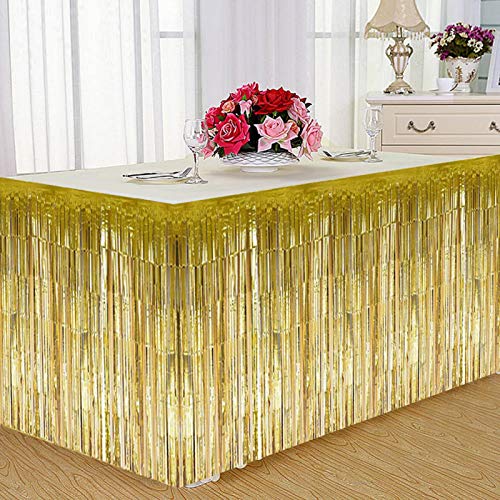 Decoratieve tafelrok, Decoratieve Tassel tafelrokje voor rechthoekige ronde tafel verjaardagsfeest (Goud)