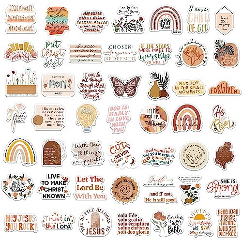 100st Christelijke Stickers, Boho Bijbel Stickers Inspirerende Bijbel Vers Stickers Esthetische Christelijke Religieuze Giften Bijbel Vinyl Stickers voor Waterflessen Laptop Journaling Scrapbook