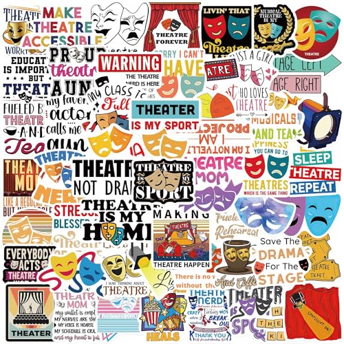 Theater Sticker Set Stickers voor tieners Volwassenen 50 stuks Grappig Waterdicht Vinyl Stickers voor Auto, Motorfiets, Fiets, Skateboard, Snowboard, Bagage, Laptop, Koffer, Helm, Motorfiets
