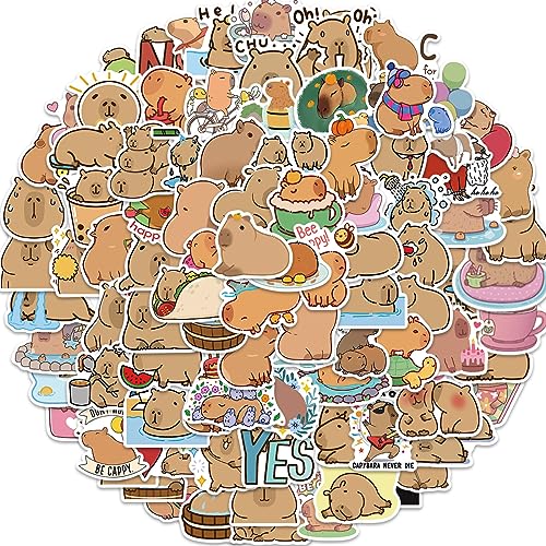 Capybara Sticker Set voor kinderen Tieners 100 stuks Capybara Waterdichte Vinyl Stickers Laptop Skateboard Koffer Helm Auto Fiets mobiele telefoon Motorrijwiel Bike Scrapbook 3