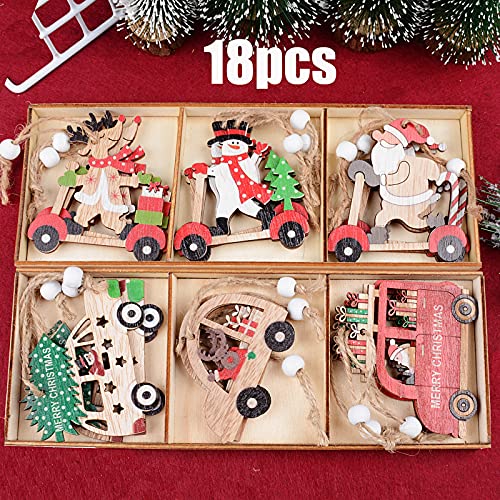 18 st Houten kerst decoratie hangers kleurrijke houten hang ornamenten kerst hanger decoratie voor kerstboom decoratie cadeau Esc (6 stijlen) 3