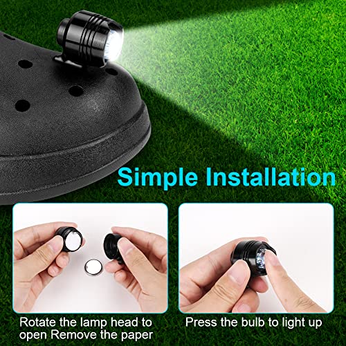 2 Pack Schoenen Licht Accessoires voor schoenen met 3 lichtmodi, schoenen Decoraties Kleine schoenen Ornamenten Licht in het donker, voor wandelen, Camping, Grappig Cadeau, Legering +ABS 4