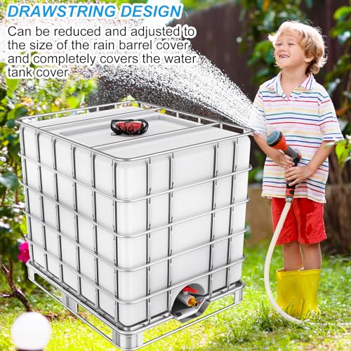 13.7 Inch IBC Lid Filter Mesh Cover Polyester IBC Tote Cover voor 275 Gallon Regenwater Tank, zwart 4