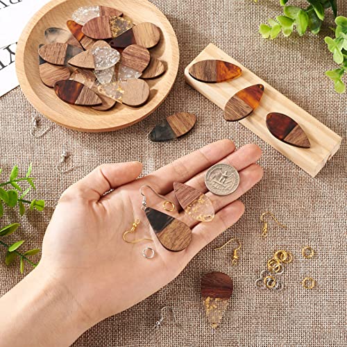 24st Hars Houten oorbellen Bedels voor sieraden het maken van Teardrop Dangle Houten hangers DIY Oorbellen Levert Kits Handgemaakt met 120 st Oorbellen haken & Jump Ring 4
