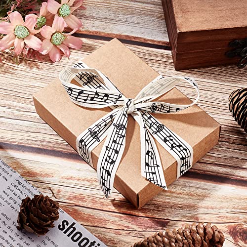 11 Yards Muzieknotities Lint, 15mm Brede Muzieknotities Craft Ribbon Gedrukt Muzieknotitie Katoenen Lint met Spool voor cadeauverpakking Party Decoratie Naaiwerk