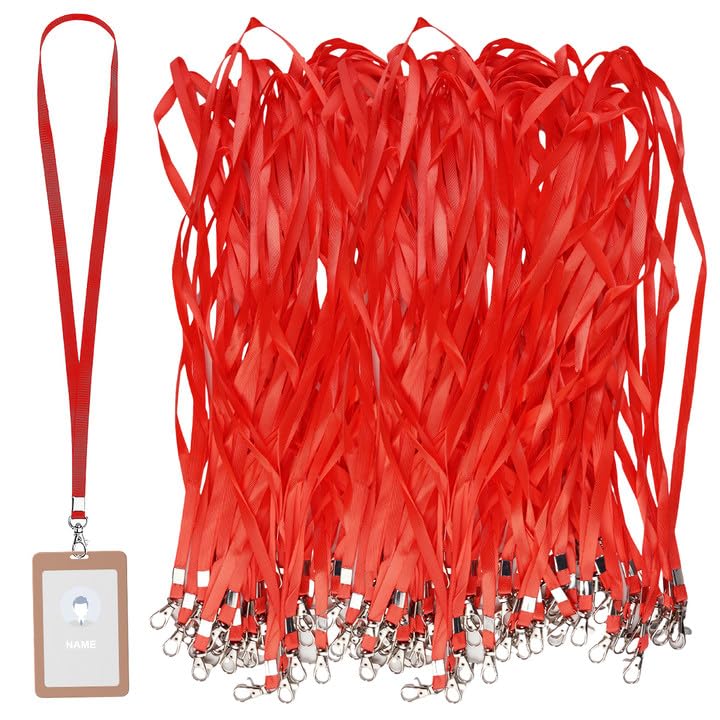 50 stuks lanyard met draibare sluizing, slimmekoord voor kinderen, 45 cm slimmekoord voor kaarten, slimmekoord voor identiteitskaarten, medewerkers, bezoekers (rood)
