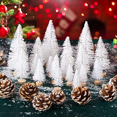 18 stukken kunstmatige Mini kerstboom met sneeuw, 18 stukken, natuurlijke pijnappels, miniatuur kerstversiering, decoratie voor feest, tafel, garland, geschenk, thuis, tuin