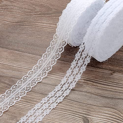 Lace Ribbon 50m Vintage White Lace Trim voor Naaien, Bruiloft Tafel Decoratie, Ambachten, Cadeau Lint, Kraft Papier (2 Types)