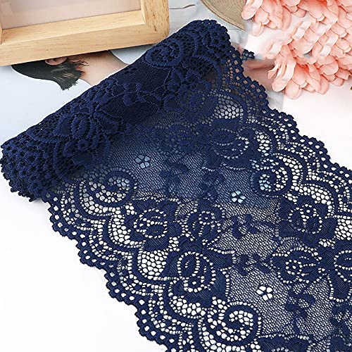 15cm x 1m Elasticity Lace Ribbon Lace Trim Decoratieve Band Lace Ribbon voor Naaien, DIY ambachten, Decoratie voor Kleding, Ondergoed, Lingerie, Trouwjurk, Tafeldecoratie, Marine