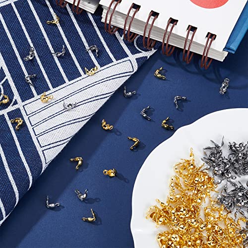 Ongeveer 400 st RVS krimpende kralen tips, open clamshell vouwen kraal tips knoop bedekt eindmutsen voor knopen en krimpende bevindingen 5