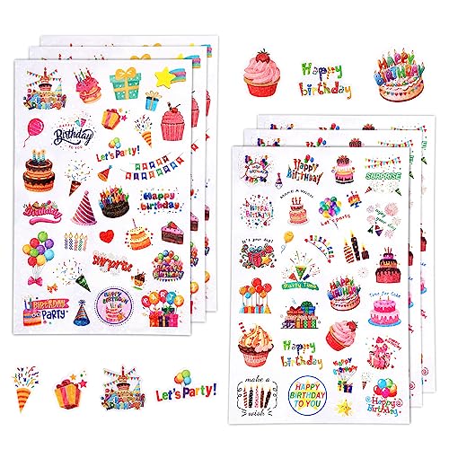 6 blad gelukkige verjaardag Stickers, verschillende stijlen Zelfklevende leuke Stickers Gelukkige verjaardag feest decoraties Stickers voor kinderen